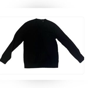 Theory Men's Black V-Neck Wool Sweater- medium